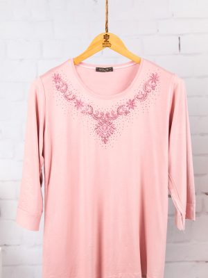 بلوز سه ربع ویلفو گلدوزی مرواریدی