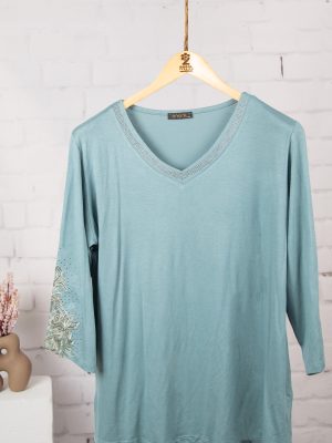 بلوز سه ربع ویلفو آستین گلدوزی