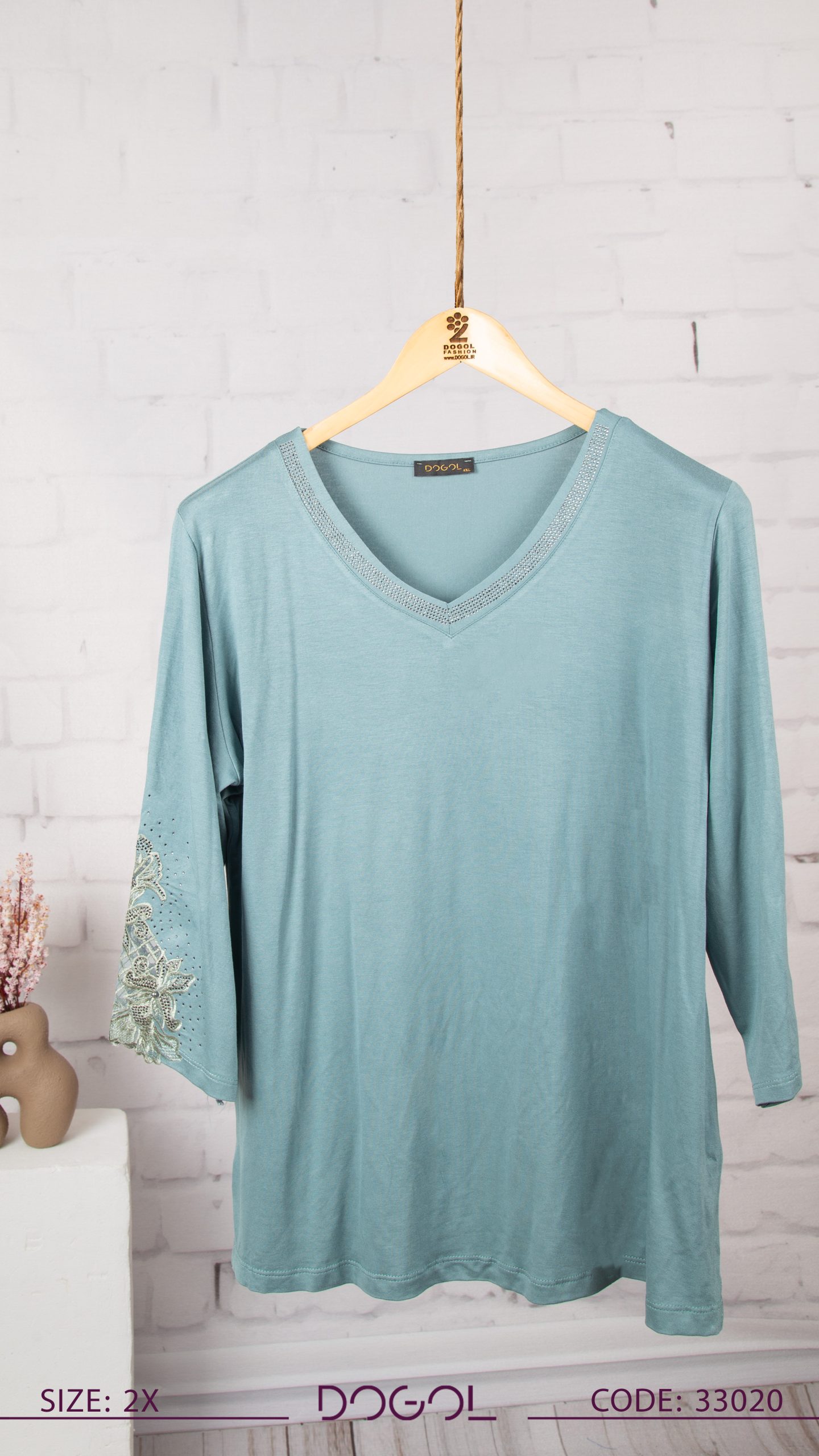 بلوز سه ربع ویلفو آستین گلدوزی