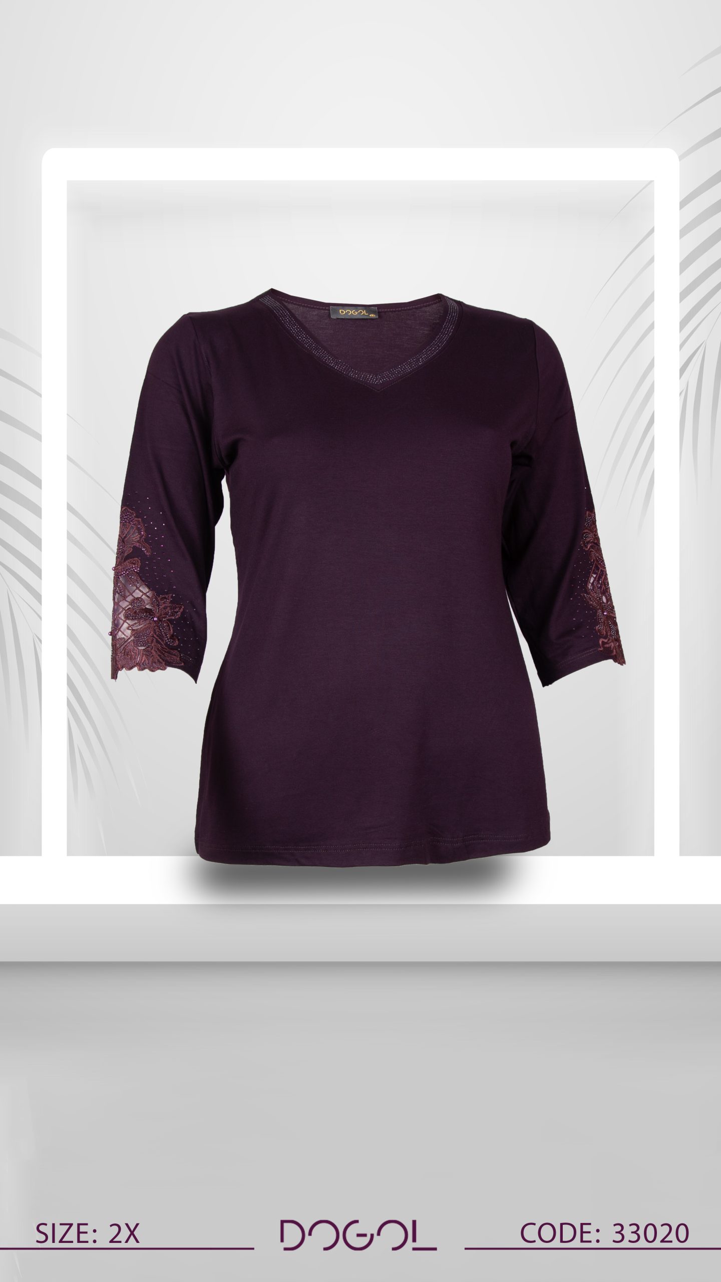 بلوز سه ربع ویلفو آستین گلدوزی - تصویر 2