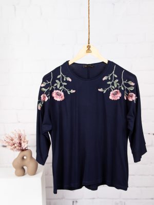 بلوز سه ربع ویلفو سرشانه گلدوزی