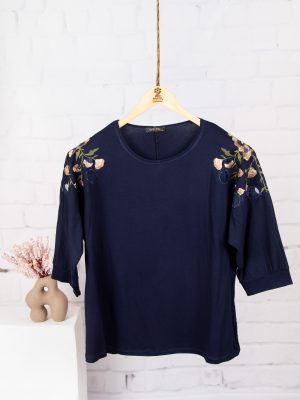 بلوز سه ربع ویلفو سرشانه گلدوزی