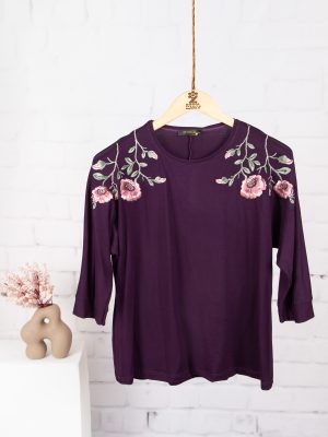 بلوز سه ربع ویلفو سرشانه گلدوزی