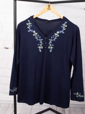 بلوز ویلفو سه دکمه گلدوزی