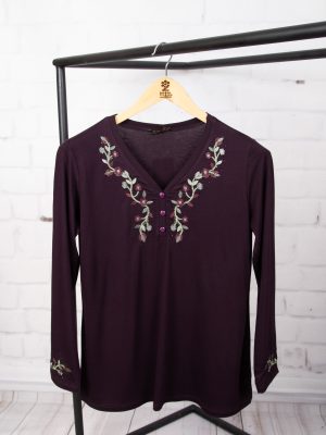 بلوز ویلفو سه دکمه گلدوزی