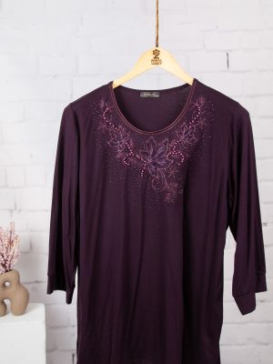 بلوز ویلفو سه ربع گلدوزی برگ