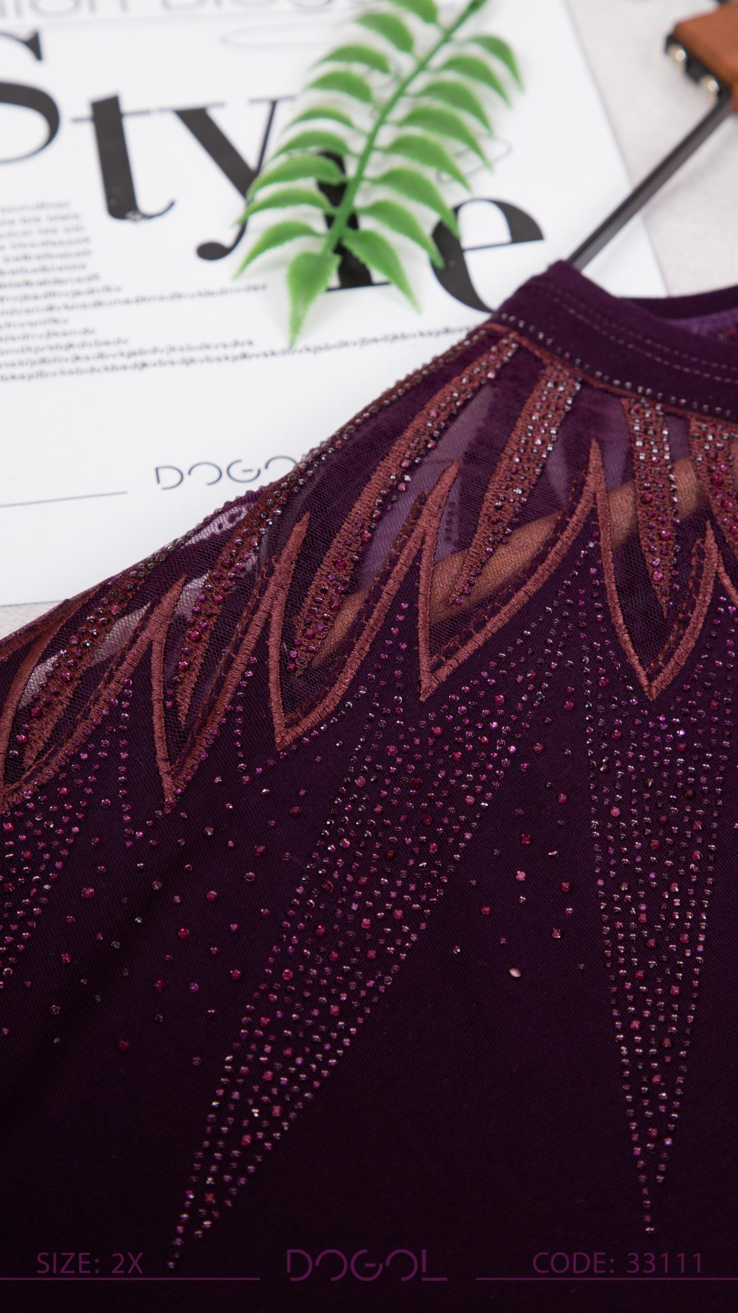 بلوز سه ربع ویلفو سرشانه گلدوزی زیگزاگ - تصویر 4