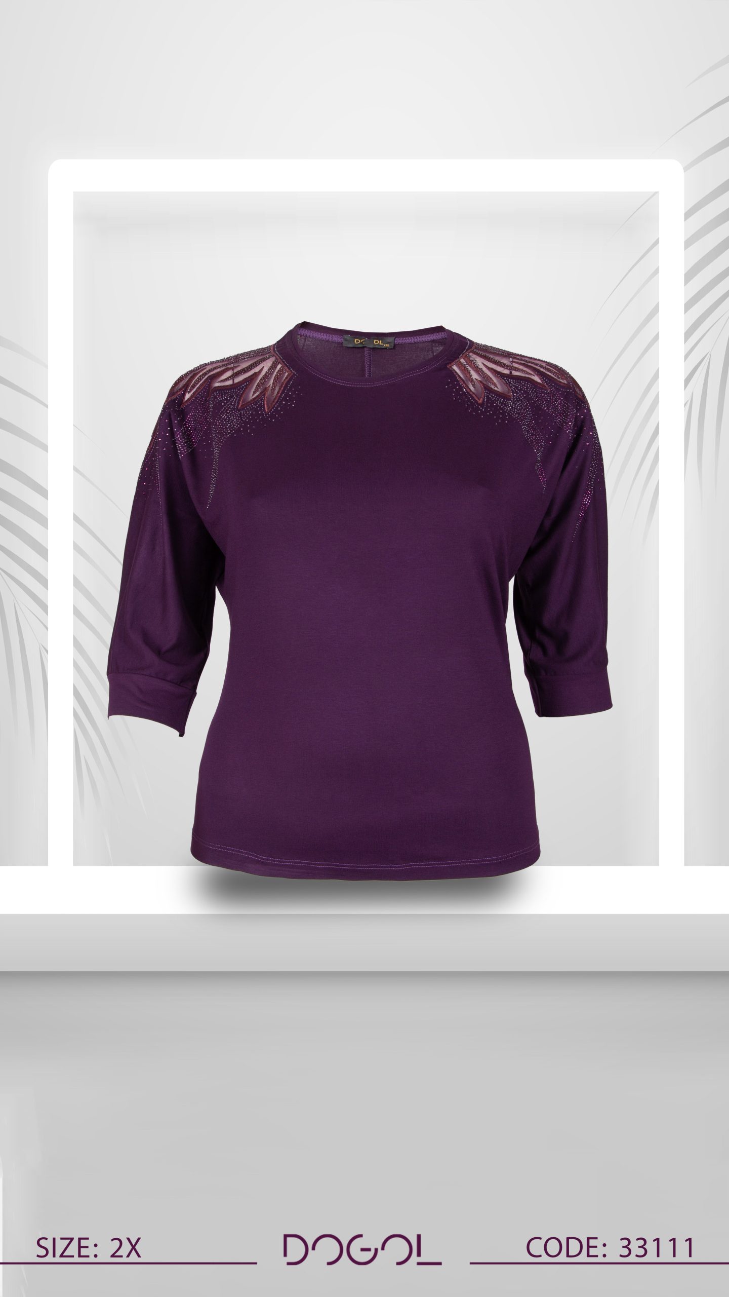 بلوز سه ربع ویلفو سرشانه گلدوزی زیگزاگ - تصویر 3