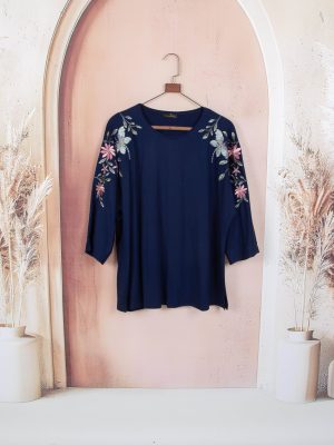 بلوز سه ربع ویلفو سرشانه گلدوزی