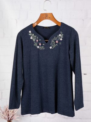 بلوز سافت یقه دلبری گلدوزی